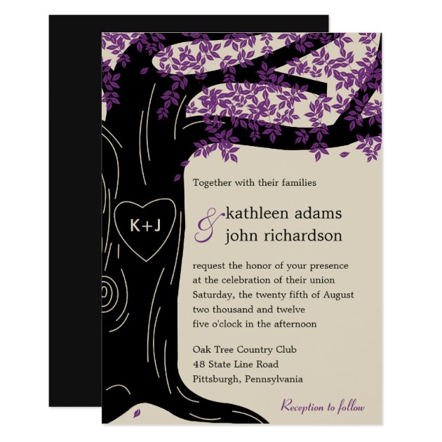 Oak Tree Purple Wedding Invitation