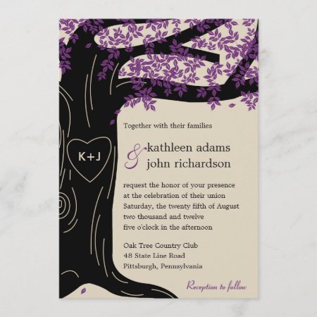 Oak Tree Purple Wedding Invitation
