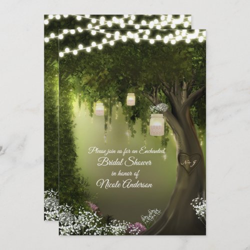 Oak Tree Rustic Enchanted Forest Garden Bridal Invitation