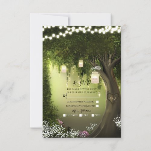 Oak Tree Rustic Enchanted Forest Garden RSVP Reply