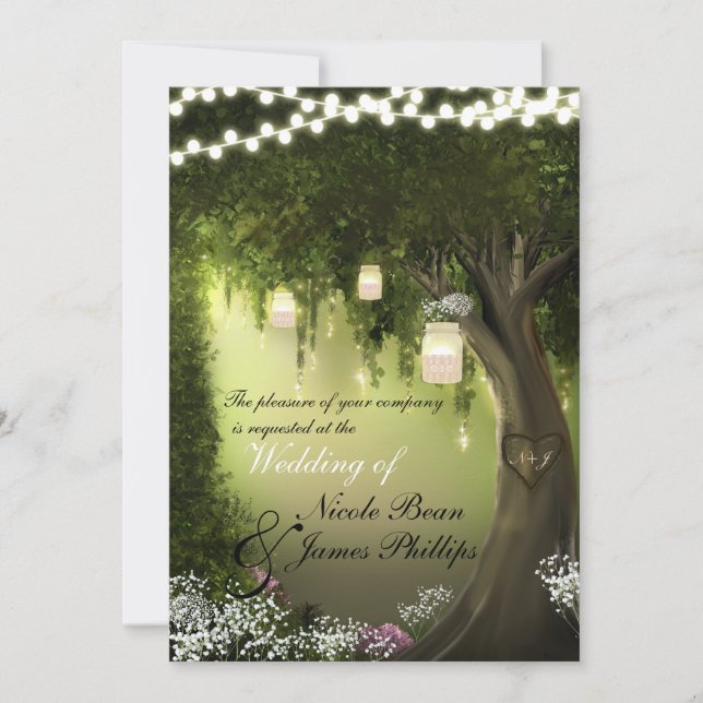 Oak Tree Rustic Enchanted Forest Garden Wedding Invitation (Front)