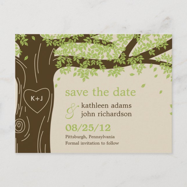 Oak Tree Save The Date Postcard (Front)