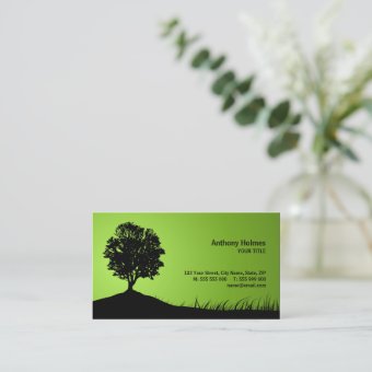 Oak Tree Silhouette Business Card 