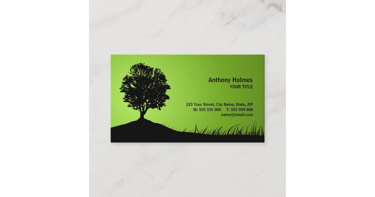 Oak Tree Silhouette business card | Zazzle