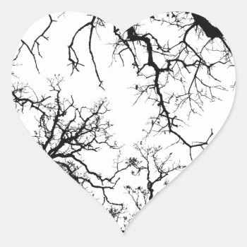 Oak Tree Silhouette Heart Sticker by sirylok at Zazzle