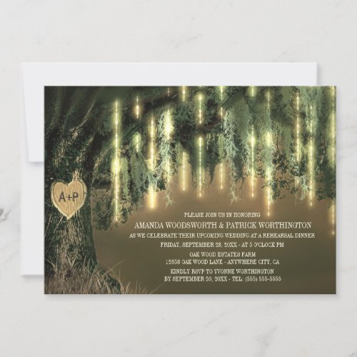 Oak Tree Spanish Moss Rehearsal Dinner Invitations