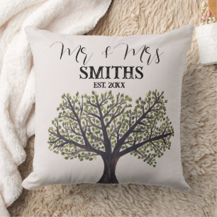 Oak Tree Watercolor Maple Vintage Autumn Throw Pillow