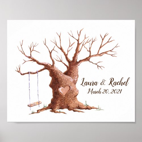 Oak Tree Weddign Fingerprint Guest Book