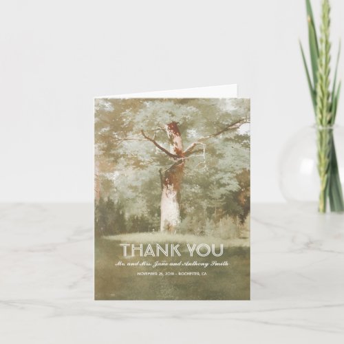 Oak Tree Wedding Rustic Thank You - Love tree rustic country thank you card
