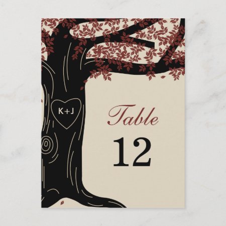 Oak Tree Wedding Table Number Card