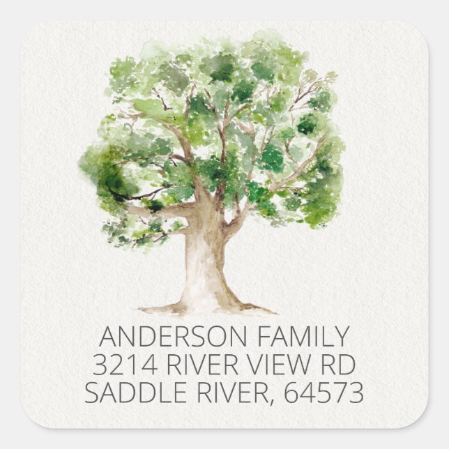 Oak Tree We've Moved New Address Label Sticker (Front)