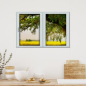 Oak Tree White 2 Pane Window Illusion Poster | Zazzle