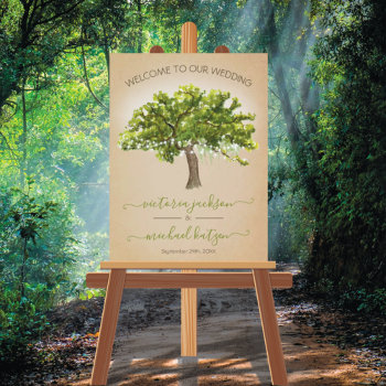 Oak Tree With Spanish Moss & Lights Welcome Sign by McBooboo at Zazzle
