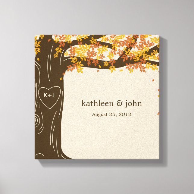 Oak Tree Wrapped Canvas Art - Orange (Front)