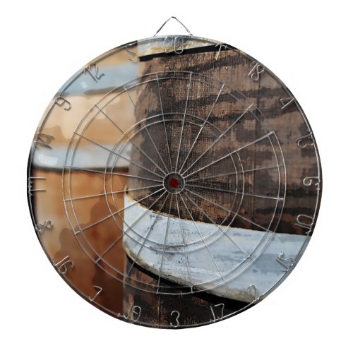 Oak Wine Barrel Dartboard With Darts