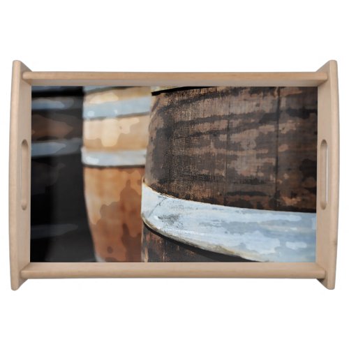 Oak Wine Barrel Serving Tray