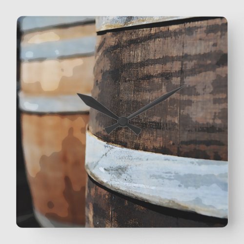 Oak Wine Barrel Square Wall Clock