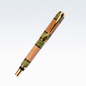 Oak with Green Box Elder Baron Gold Fountain Pen (Capped)