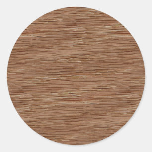 Oak Wood Grain Look Classic Round Sticker