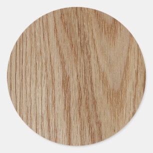 Oak Wood Grain Look Classic Round Sticker