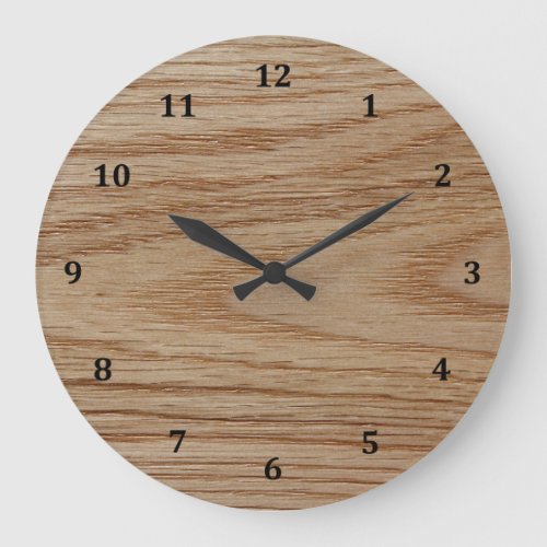 Oak Wood Grain Look Large Clock