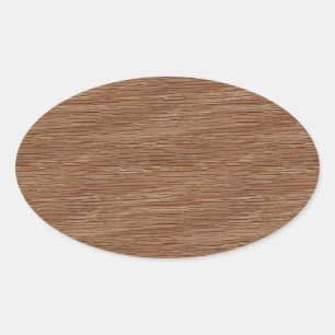Oak Wood Grain Look Oval Sticker