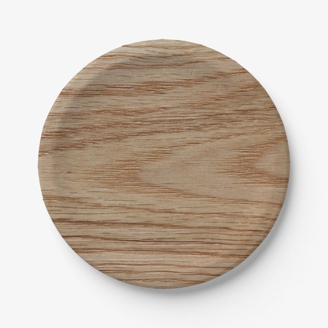 Oak Wood Grain Look Paper Plates (Front)