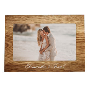Oak Wood Grain Photo Wedding Magnetic Frame