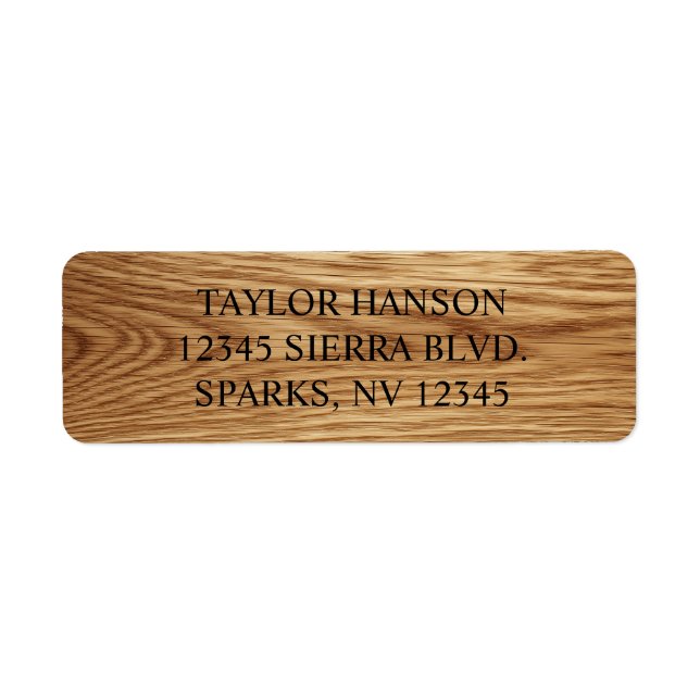 Oak Wood Image Logo Black Text Label (Front)
