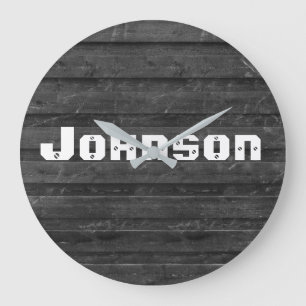 oak wood with family name large clock