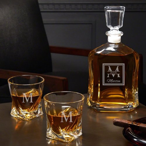 Oakhill Twist Whiskey Glass Set  Decanter