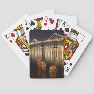 Oakland Bay Bridge night reflections. Poker Cards