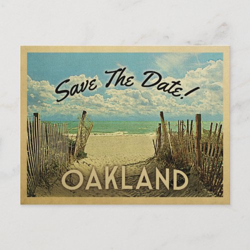 Oakland Beach Vintage Save The Date Announcement Postcard