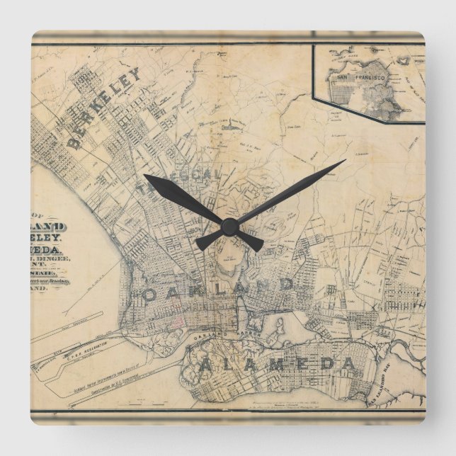 Oakland, Berkeley, Alameda. Square Wall Clock (Front)