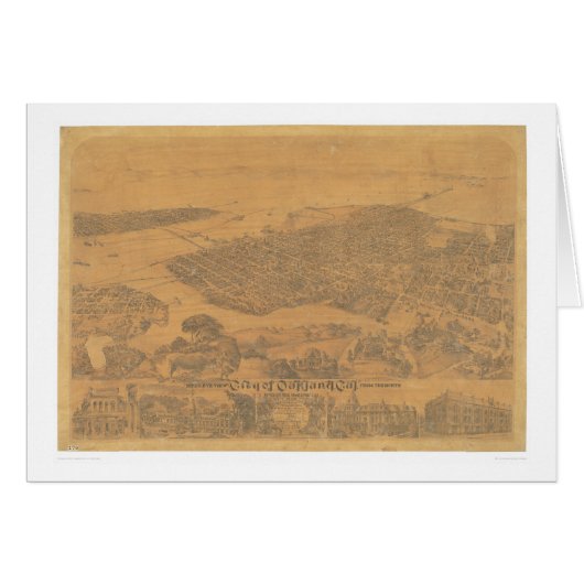 Oakland, CA. Panoramic Map 1881 (1231A) Cards (Front Horizontal)