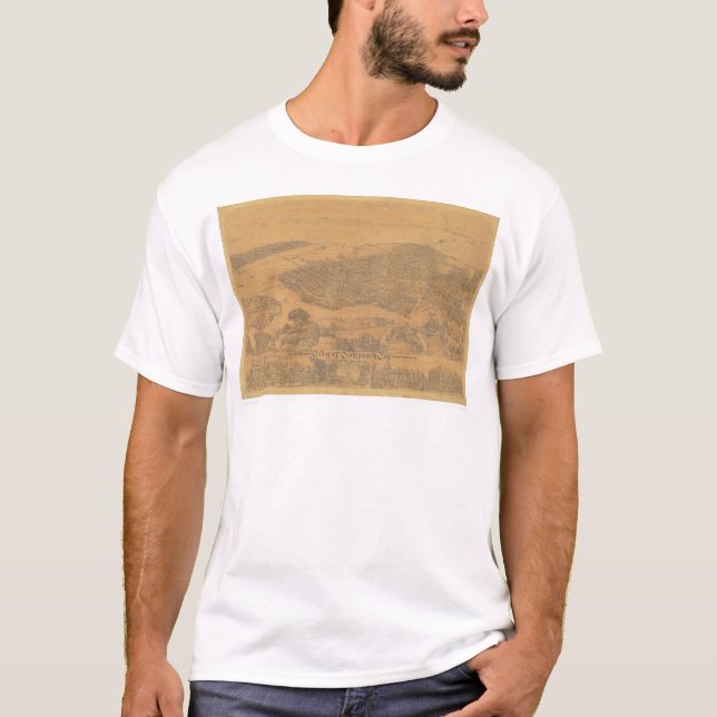 Oakland, CA. Panoramic Map 1881 (1231A) T-Shirt (Front)
