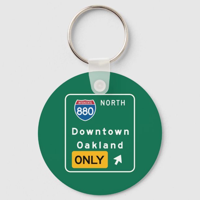 Oakland, CA Road Sign Keychain (Front)
