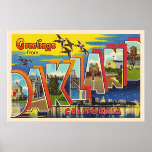 Oakland California CA Vintage Large Letter Postcar Poster