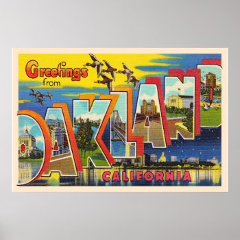 Oakland California Ca Vintage Large Letter Postcar Poster by AmericanTravelogue at Zazzle