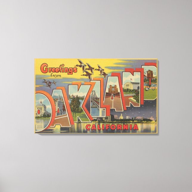 Oakland, California - Large Letter Scenes Canvas Print (Front)