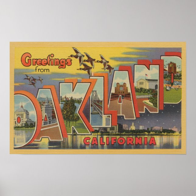 Oakland, California - Large Letter Scenes Poster (Front)