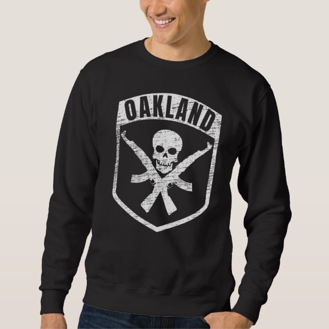 Oakland California Skull Ak 47 Hip Hop Rap Sweatshirt (Front)