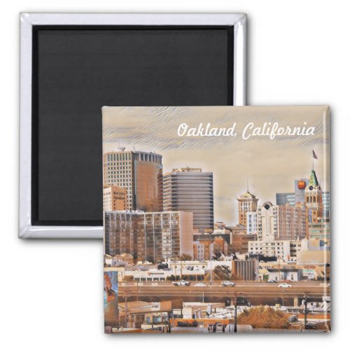 Oakland California Skyline Fine Art Magnet