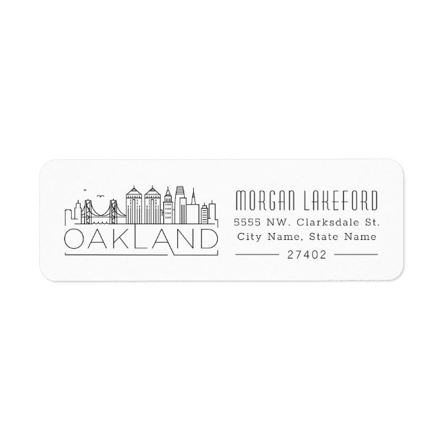 Oakland, California Stylized Skyline | Label (Front)
