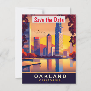 Oakland California Sunset Skyline Wedding Save The Date