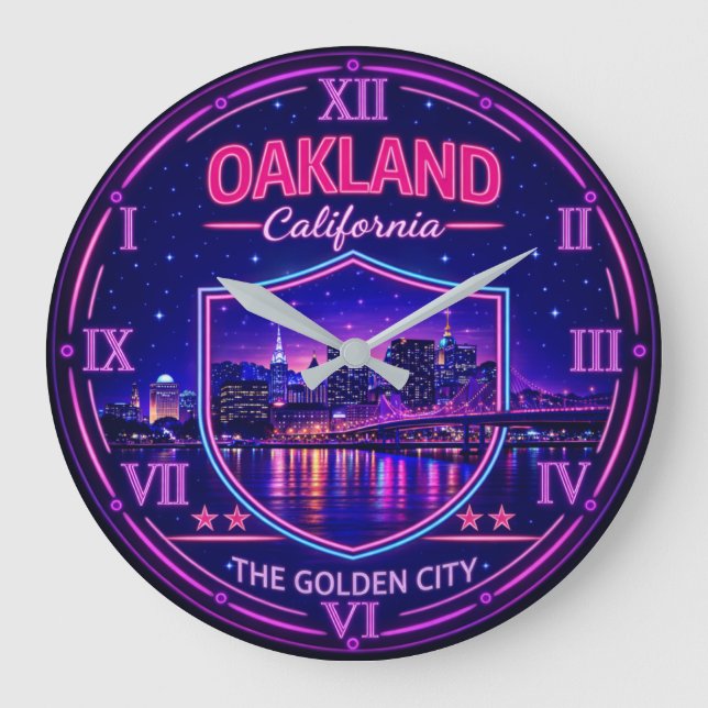 Oakland California Waterfront  Large Clock (Front)
