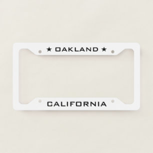 Oakland California With Stars White License Plate Frame