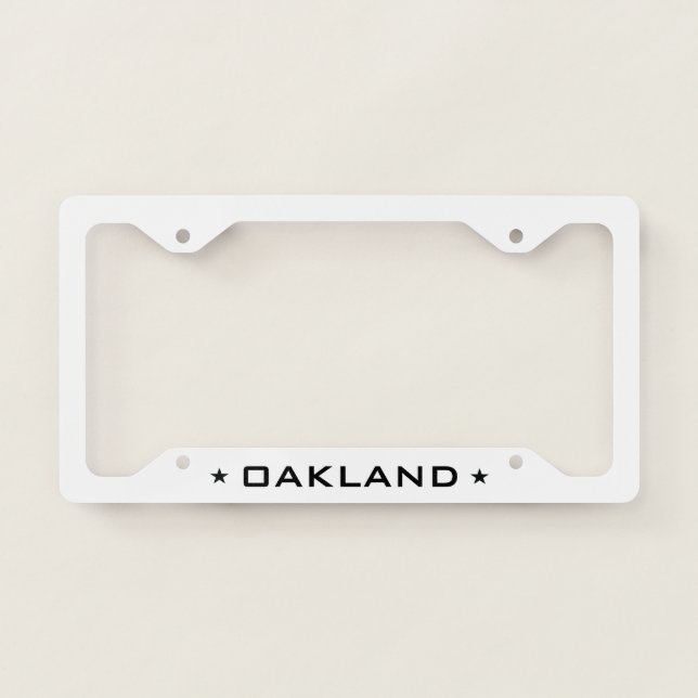 Oakland California With Stars White  License Plate Frame (Front)
