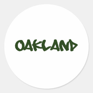 Oakland Graffiti Font Classic Round Sticker