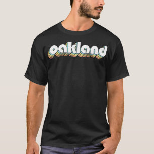 Oakland Retro Rainbow Typography Faded Style T-Shirt